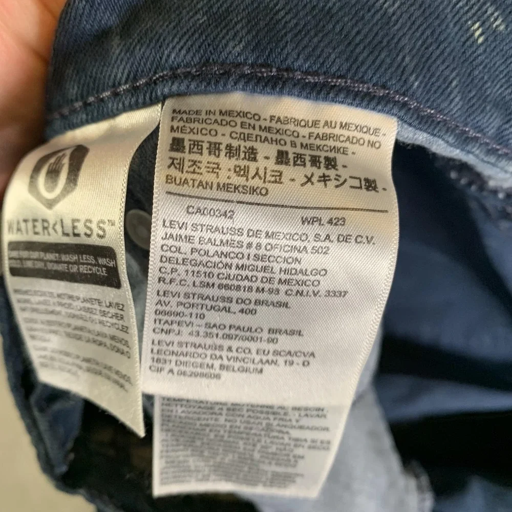 Levis 512 Jeans Mens‎ 36x32 Blue Acid Wash Slim Taper Stretch Denim Zip Fly